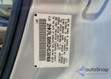 2002 Honda Odyssey Ex z USA, uszkodzony, nr VIN 2HKRL18662H538169